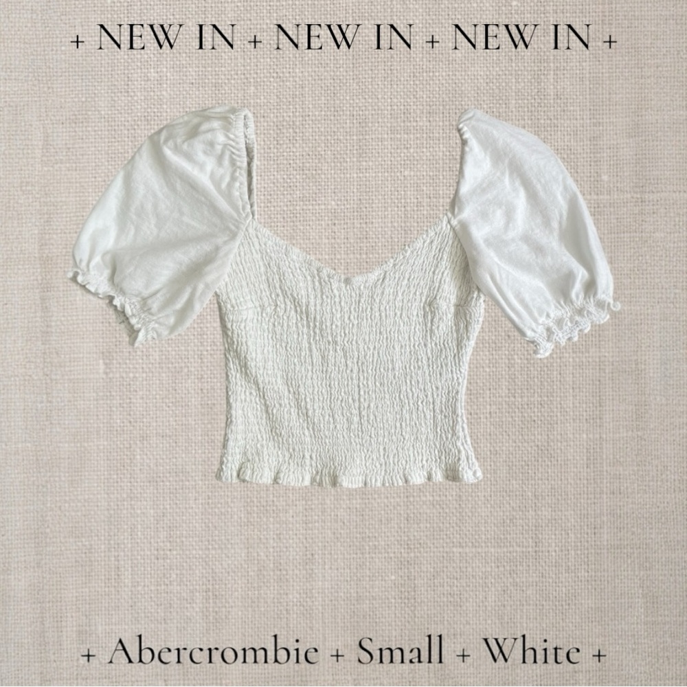 Abercrombie & Fitch White Smocked Ruffled Blouse